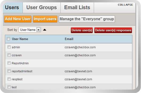 Checkbox Online Survey User Management